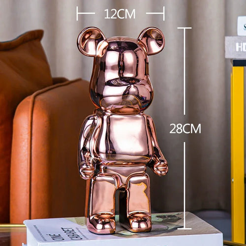 2024 Resin Bear Sculpture | Bold Water Transfer Print Decor for Living Room