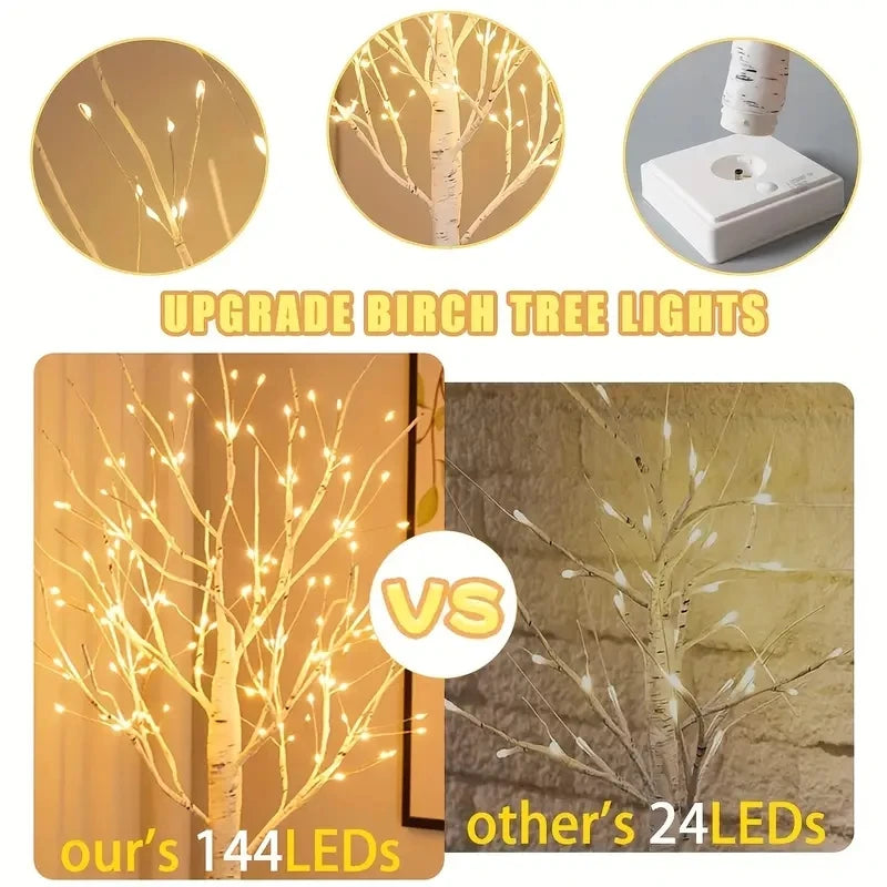 1PC 144 LEDS Birch Tree Lights USB And Battery Power 2024