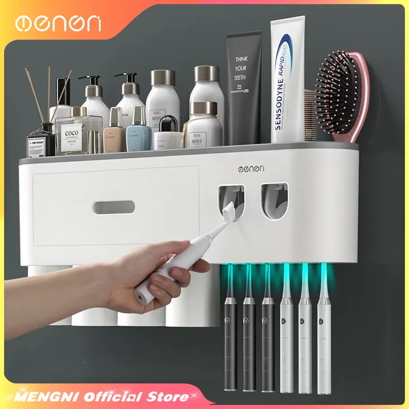 MENGNI-Magnetic Adsorption Inverted Toothbrush Holder Wall -Automatic 2024