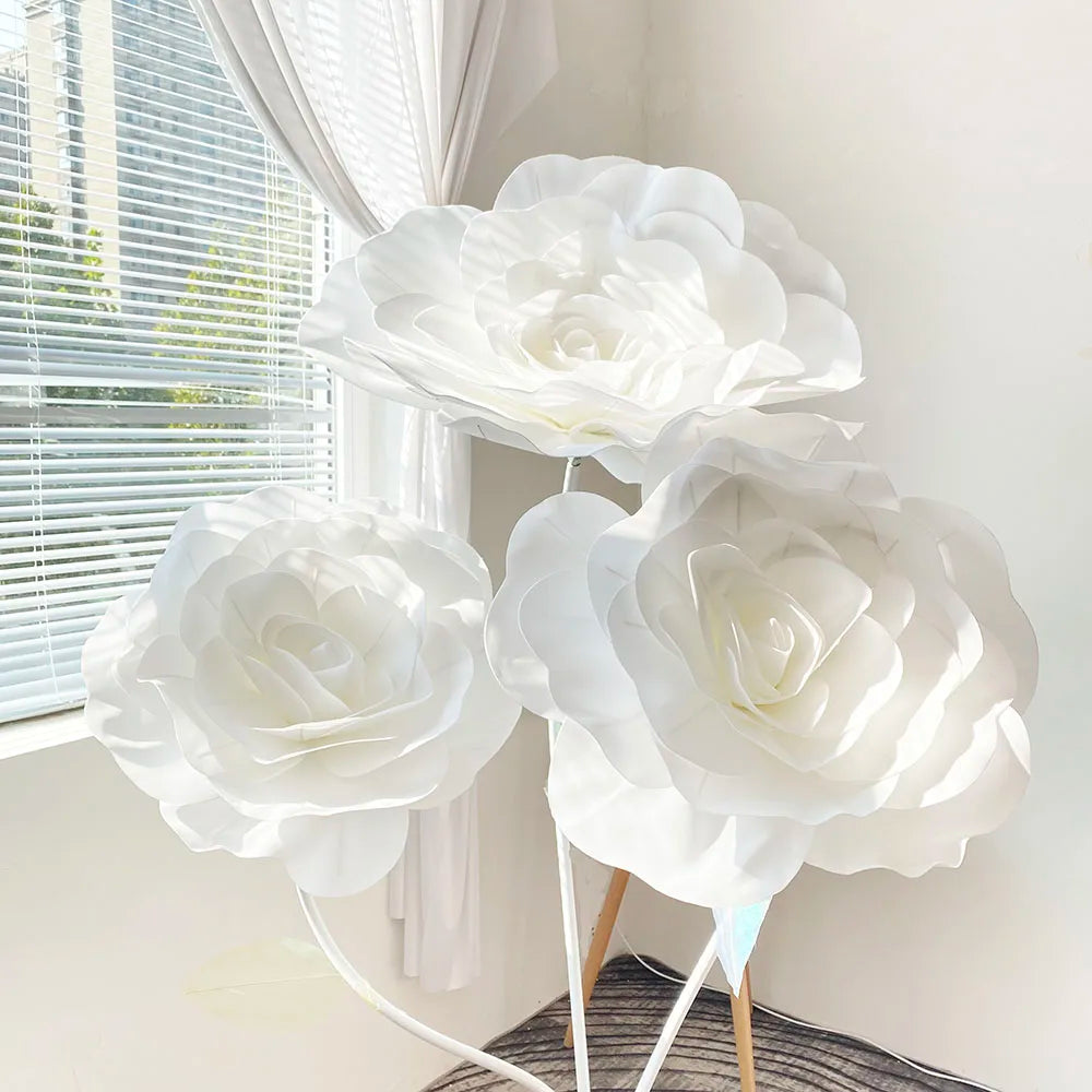 Giant Artificial Flower Rose with Flower Stem Base Foam Flowers