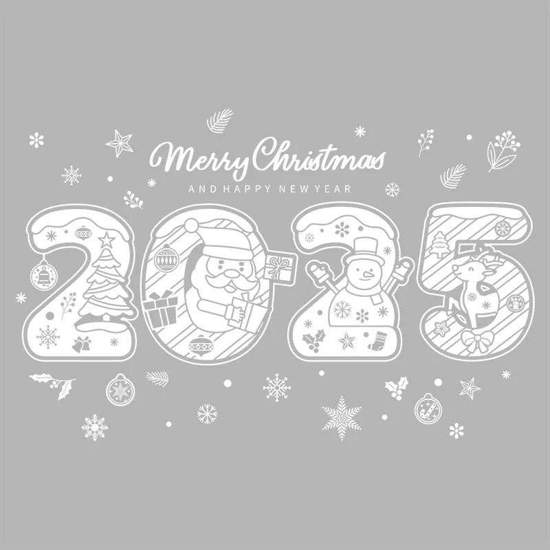 2025 Merry Christmas Electrostatic Window Sticker Happy New Year