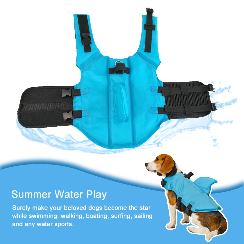 Shark Dog Life Jacket Enhanced Buoyancy Small Dogs Swimming Clothes