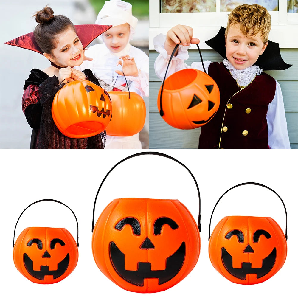 Halloween Pumpkin Bucket for Candy Snack Gift Holder Portable Boxes 2024