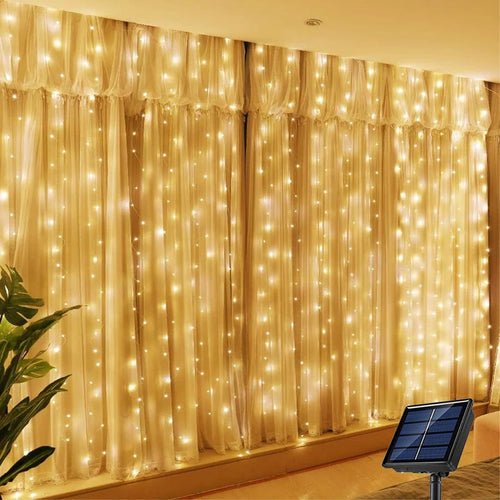 Solar LED Curtain Light Outdoor Garland Solar Fairy String Light