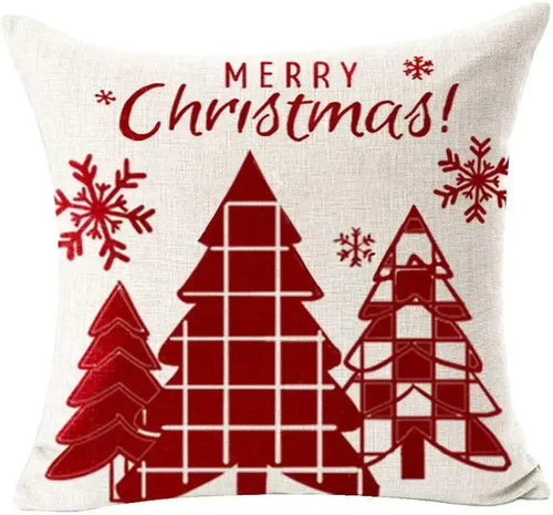 Holiday Cotton Linen Santa Snowflake Elk Decorative Throw Pillow