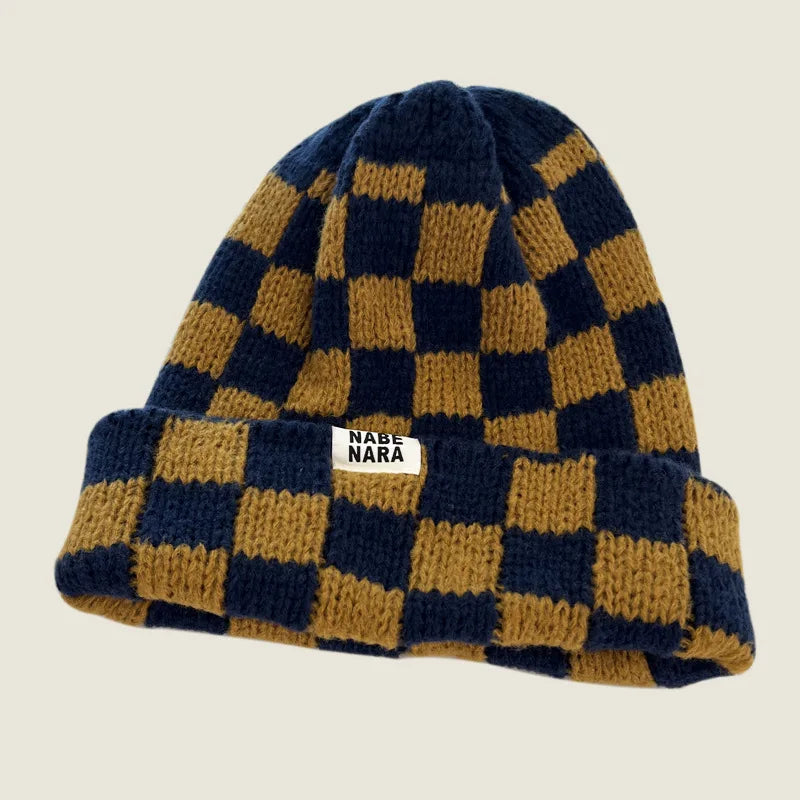 Classic Plaid Knit Beanie - Stylish Winter Hat