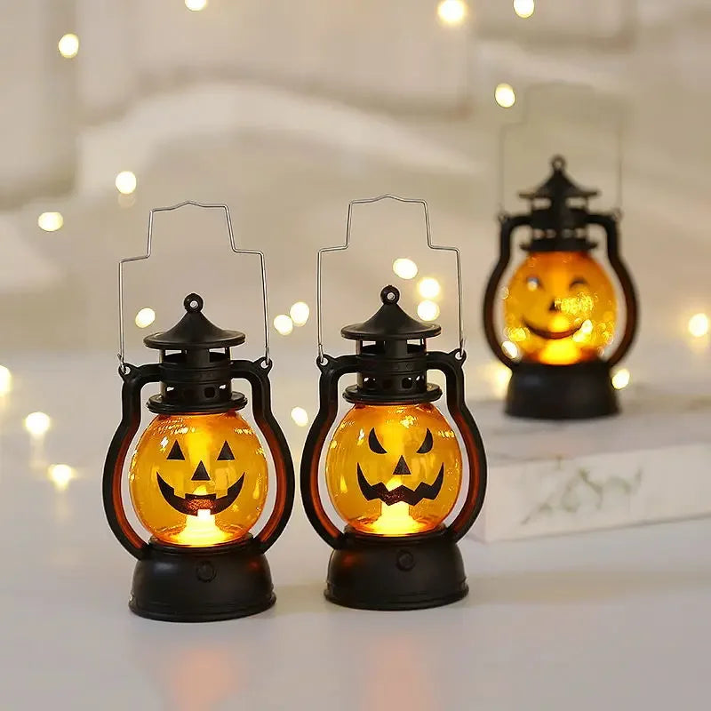 1-10PCS Halloween Ghost Face Pumpkin Lamp Portable Pumpkin Lamp Skull