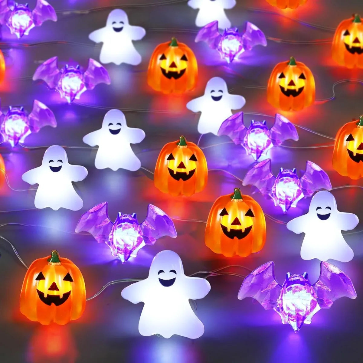 1pc 20/30 LED Halloween Copper Wire String Light With Mini Ghost