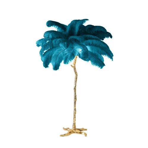 Nordic Ostrich Feather Led Floor Lamp Copper Resin 2024