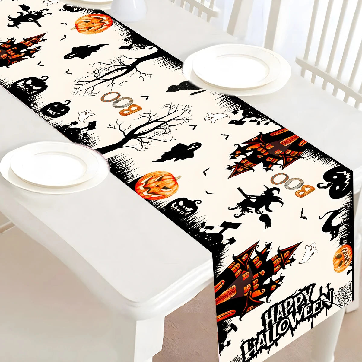 Halloween Table Runner Happy Halloween Party Decorations For Home 2024