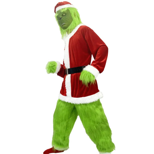 Grinch-Inspired Holiday Mischief Costume – Full Set for Halloween & Christmas