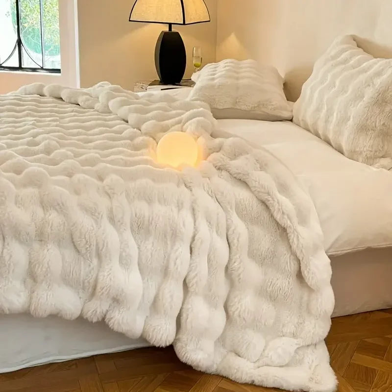 2024 Double-Sided Faux Fur Plush Blanket | Warm Winter Throw for Bed