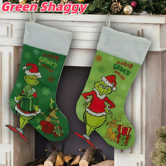 Grinch-Inspired Green Shaggy Socks