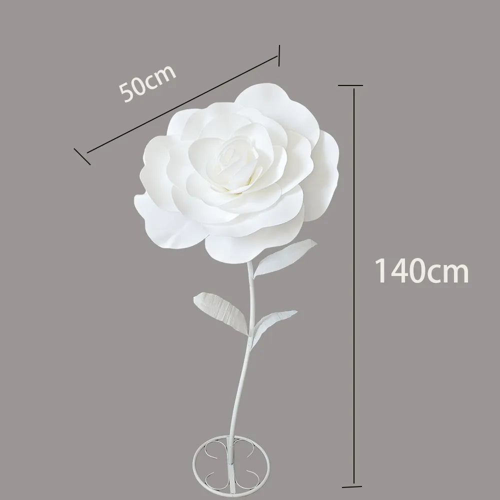 Giant Artificial Flower Rose with Flower Stem Base Foam Flowers