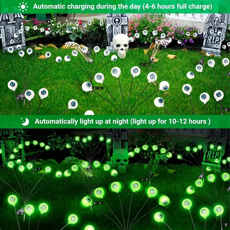 1pc Halloween Eyeball String Lights, Solar Energy, Courtyard, Garden,