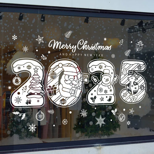 2025 Merry Christmas Electrostatic Window Sticker Happy New Year