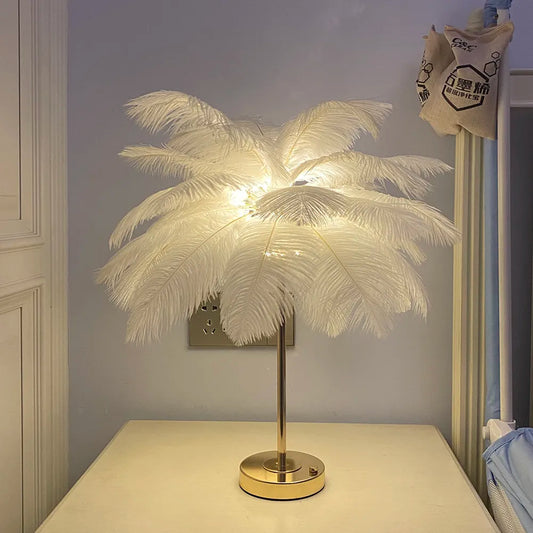 2024 New Touch Control Table Feather Lamp For Wedding Bedroom