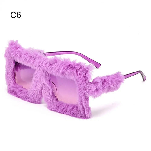 Plush Sunglasses - Soft Fluffy Winter Shades