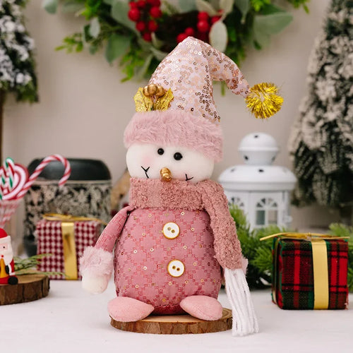 2024 Christmas Pink Santa Claus Snowman Reindeer Telescopic Doll Merry