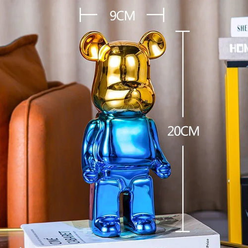 2024 Resin Bear Sculpture | Bold Water Transfer Print Decor for Living Room