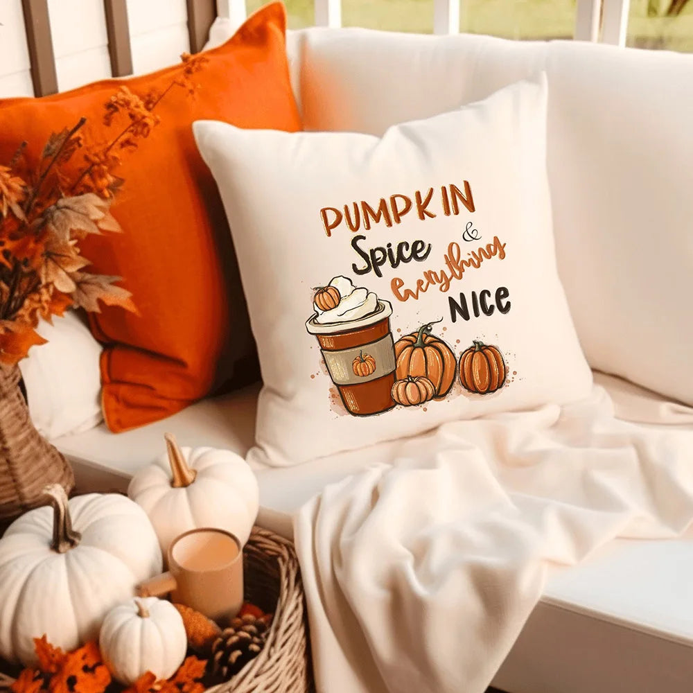 2024 Fall Couch Cover Autumn Cushion Pumpkin Spice and Everything Nice Fall