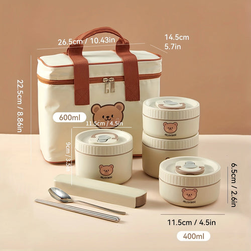 WORTHBUY Insulated Bento Lunch Box With Tableware Microwave Safe