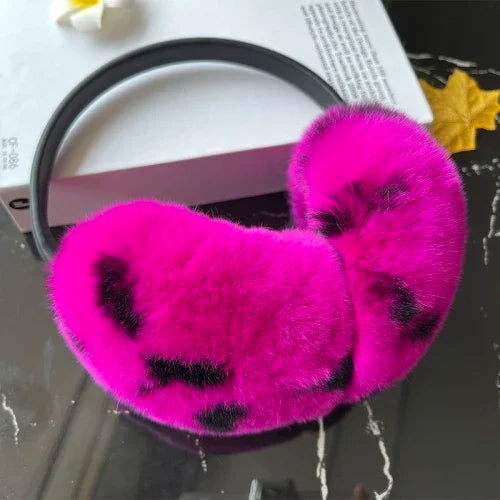 Women's Real Rex Rabbit Fur Earmuffs - Soft & Warm Winter Headgear