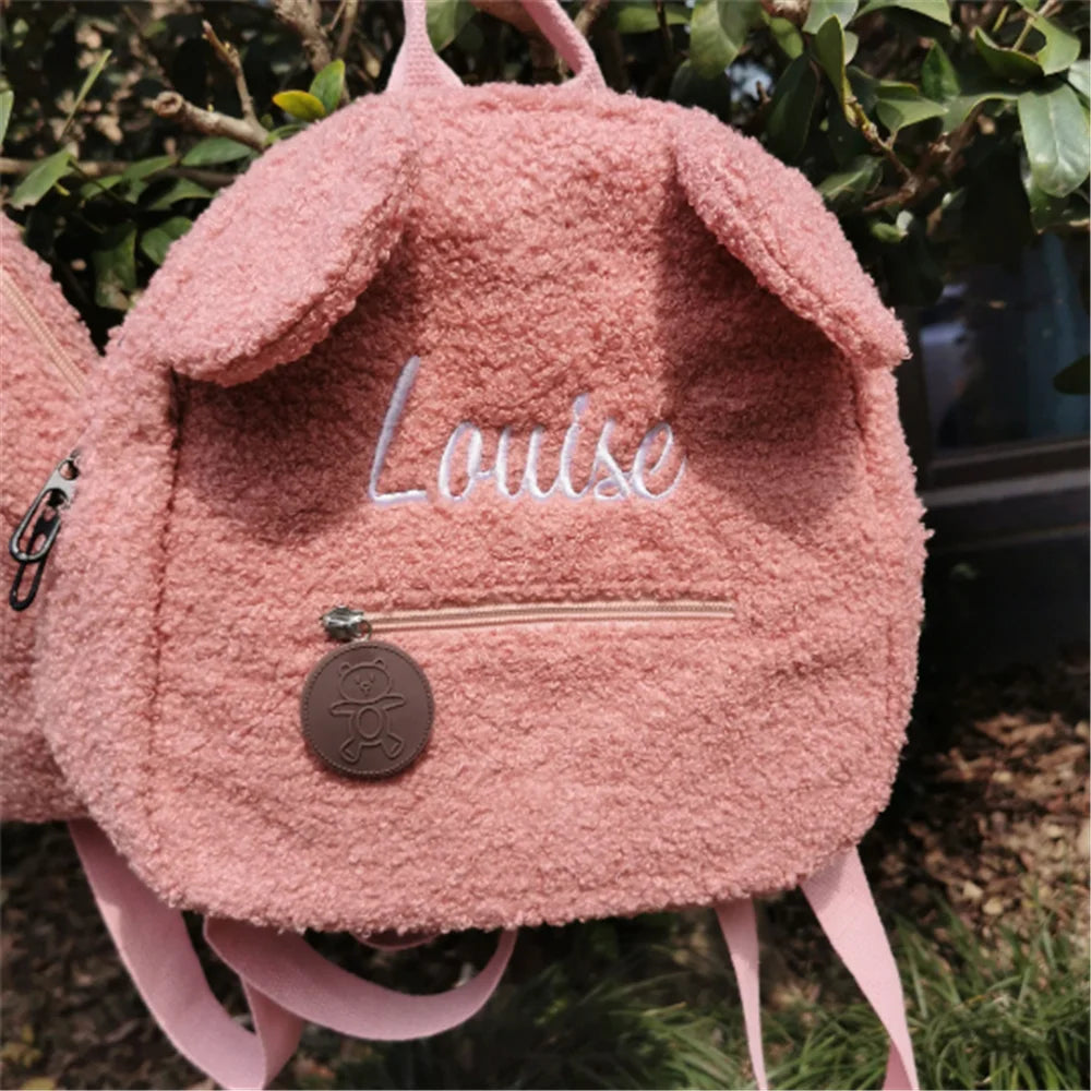 2024 Cute Bear Plush Backpack | Embroidered Name Autumn Winter Kids Outdoor