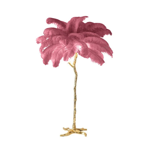 Nordic Ostrich Feather Led Floor Lamp Copper Resin 2024