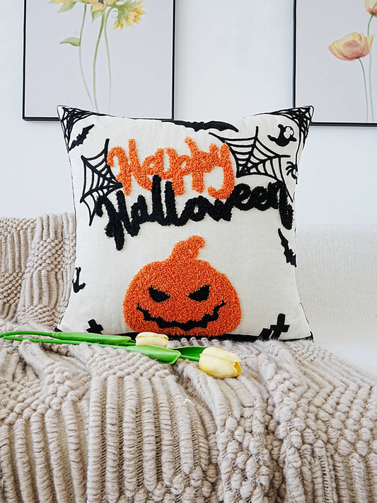 2024 1pc, Halloween Pumpkin Embroidery Throw Pillow Cover