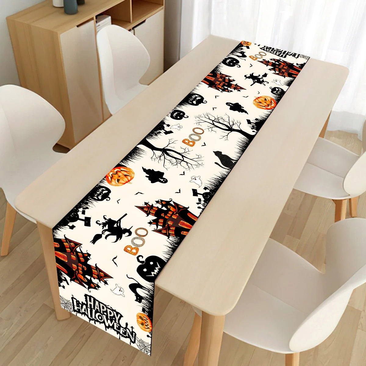 Halloween Table Runner Happy Halloween Party Decorations For Home 2024