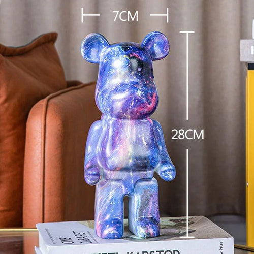 2024 Resin Bear Sculpture | Bold Water Transfer Print Decor for Living Room