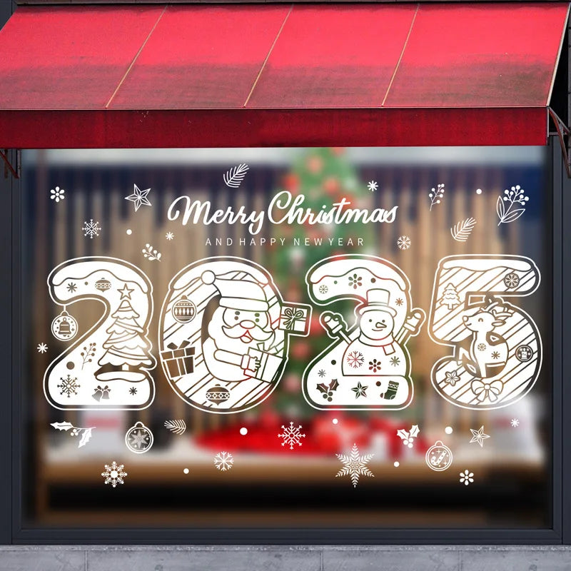 2025 Merry Christmas Electrostatic Window Sticker Happy New Year