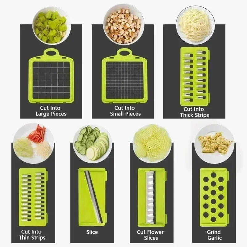 Multifunctional Vegetable Slicer & Dicer, 14/16-in-1 Kitchen Food Chopper with Handle 2025