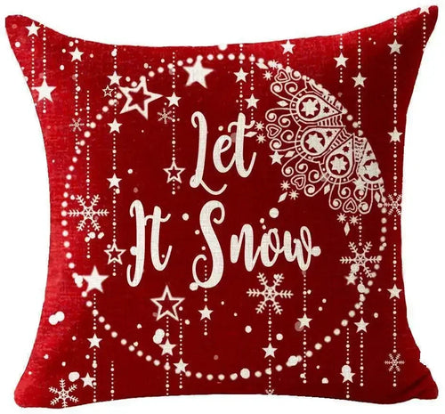 Holiday Cotton Linen Santa Snowflake Elk Decorative Throw Pillow