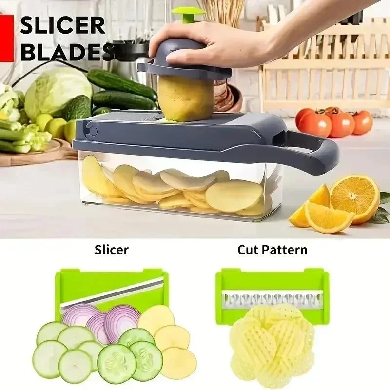 Multifunctional Vegetable Slicer & Dicer, 14/16-in-1 Kitchen Food Chopper with Handle 2025