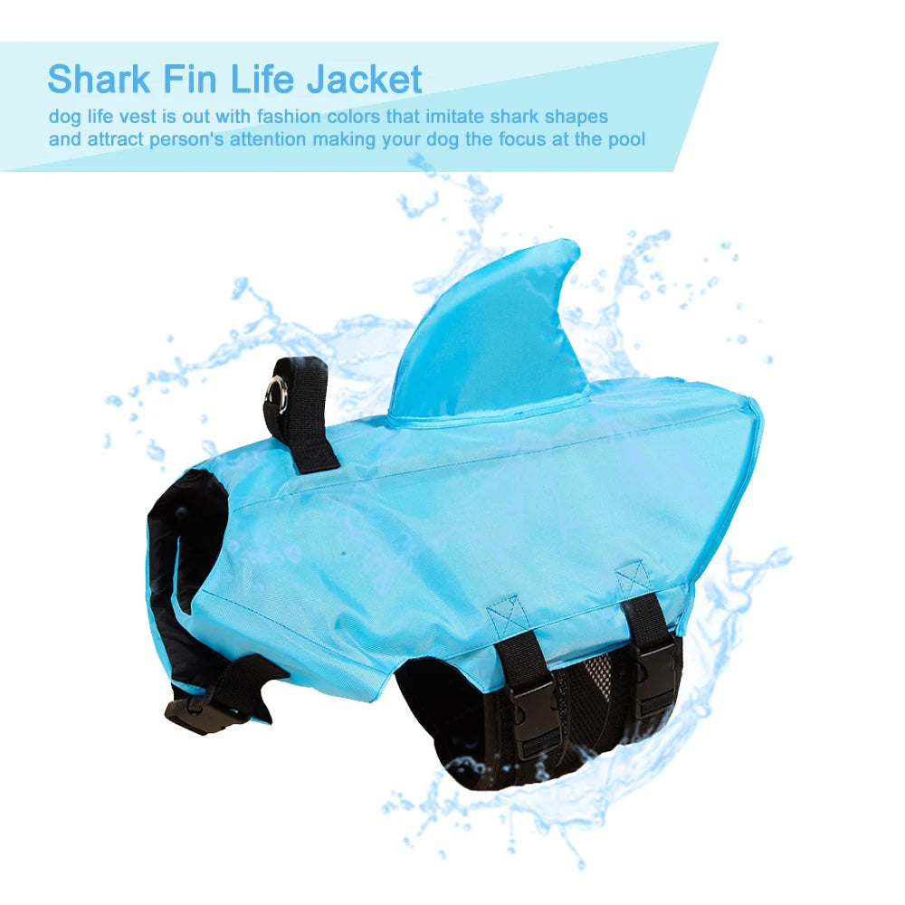 Shark Dog Life Jacket Enhanced Buoyancy Small Dogs Swimming Clothes