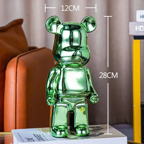 2024 Resin Bear Sculpture | Bold Water Transfer Print Decor for Living Room