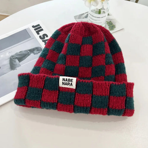 Classic Plaid Knit Beanie - Stylish Winter Hat