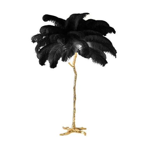 Nordic Ostrich Feather Led Floor Lamp Copper Resin 2024