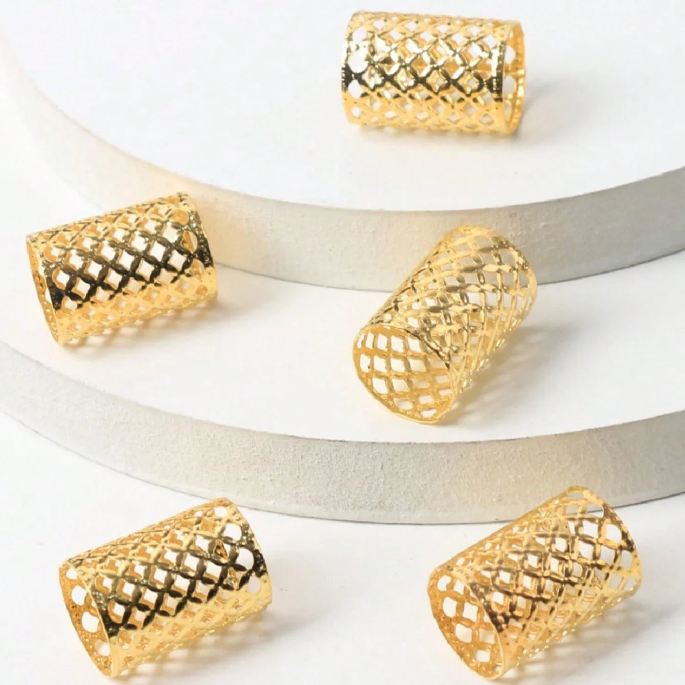 Vintage Hollow Mesh Hair Rings – Set of 5 Stylish Dreadlock Accessories