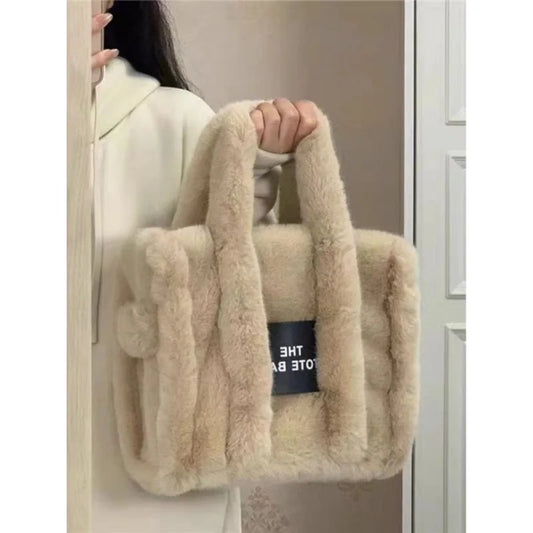 2024 Winter Fur Tote Bag For Women Luxury Handbag