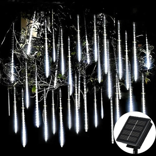 Solar Meteor Shower Rain String Lights Waterproof Garden Light 8 Tubes