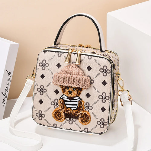 2025 Retro Female Shoulder Bag PU Leather Printing Small Handbag