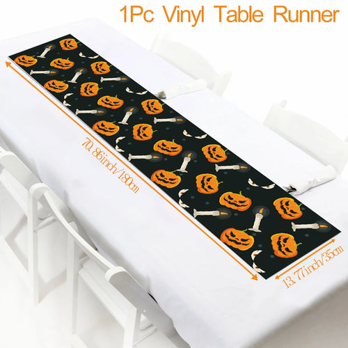 Halloween Decorations Table Runner For Home Pumpkin Bat Flag Cloth