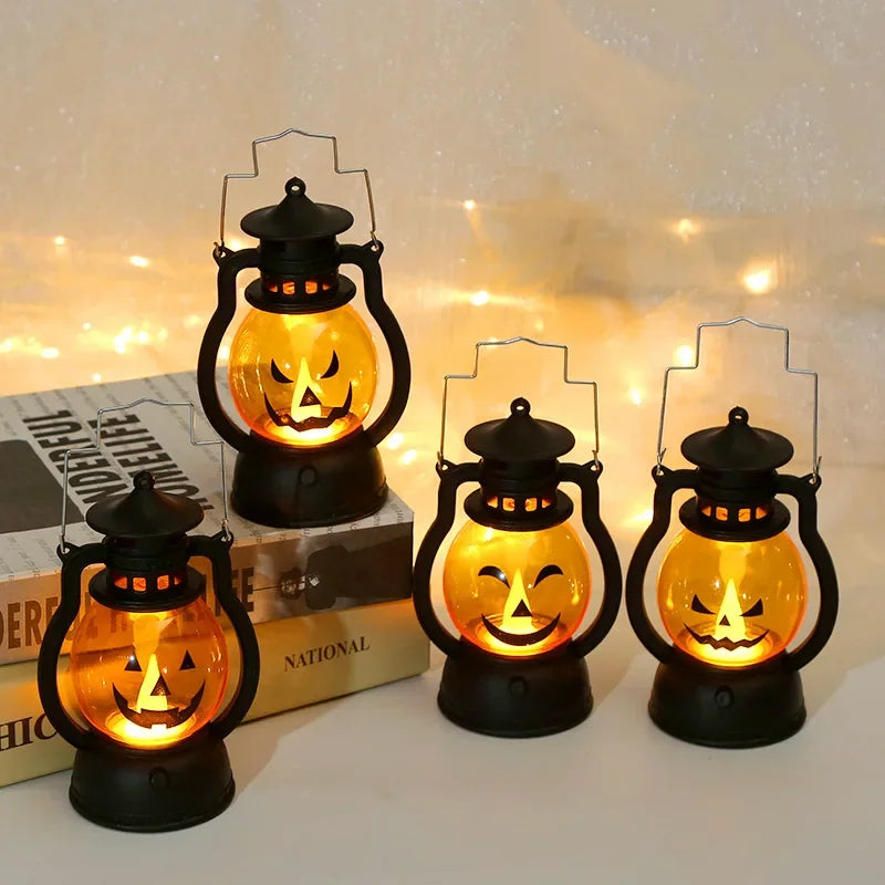 1-10PCS Halloween Ghost Face Pumpkin Lamp Portable Pumpkin Lamp Skull