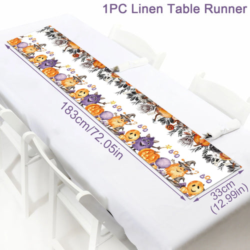 Halloween Decorations Table Runner For Home Pumpkin Bat Flag Cloth