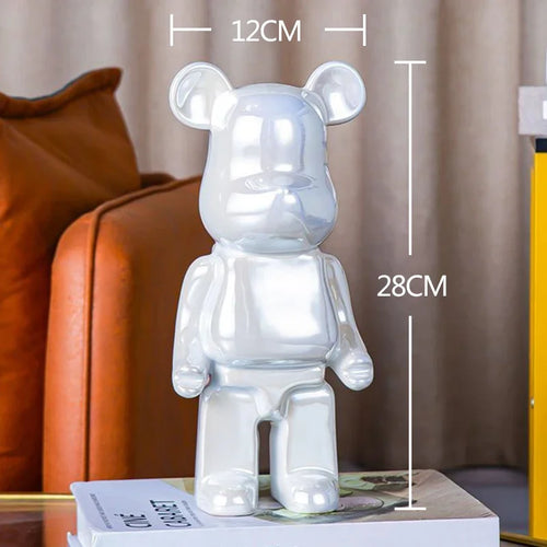 2024 Resin Bear Sculpture | Bold Water Transfer Print Decor for Living Room