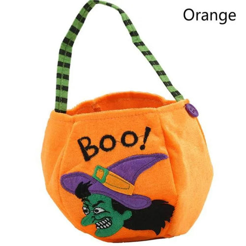 2025 Halloween Pumpkin Boo Trick or Treat Portable Candy Bag Tote Bucket