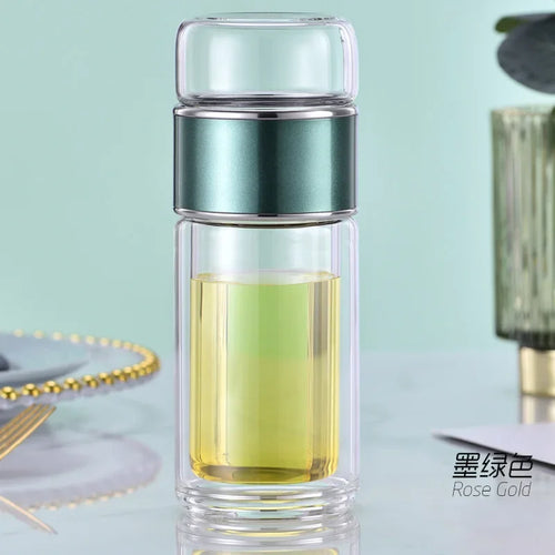 Tea Water Bottle High Borosilicate Glass Double Layer Tea Water Cup 2024